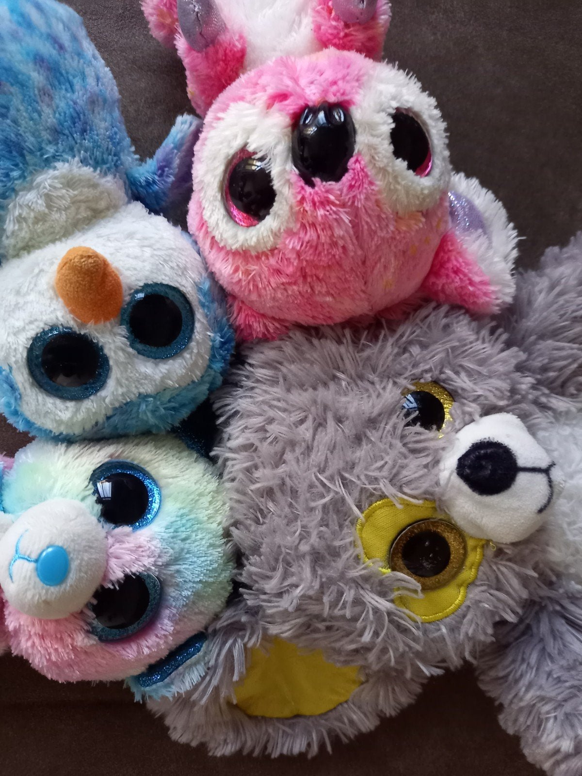 4 leuke knuffeltjes met glitter ogen, Ophalen of Verzenden, Gebruikt