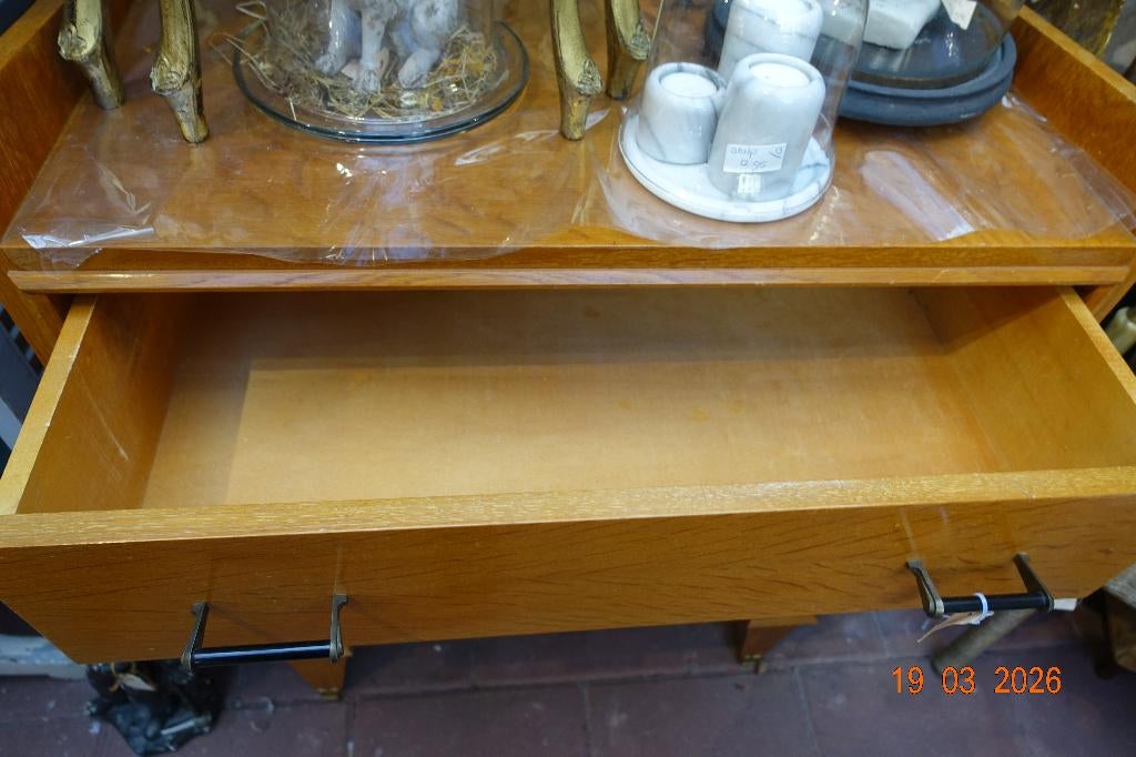 Vintage franse ladenkast, Ophalen, Gebruikt, Teakhout, 50 tot 100 cm