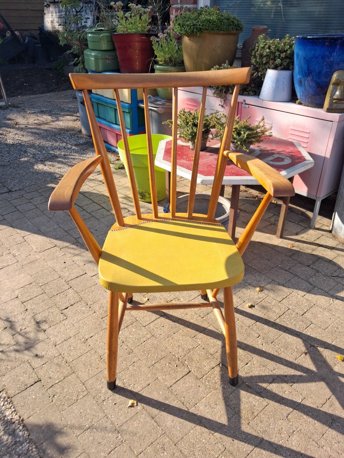 Vintage Spijlenstoel met armleuningen, jaren '40-'60, Ophalen