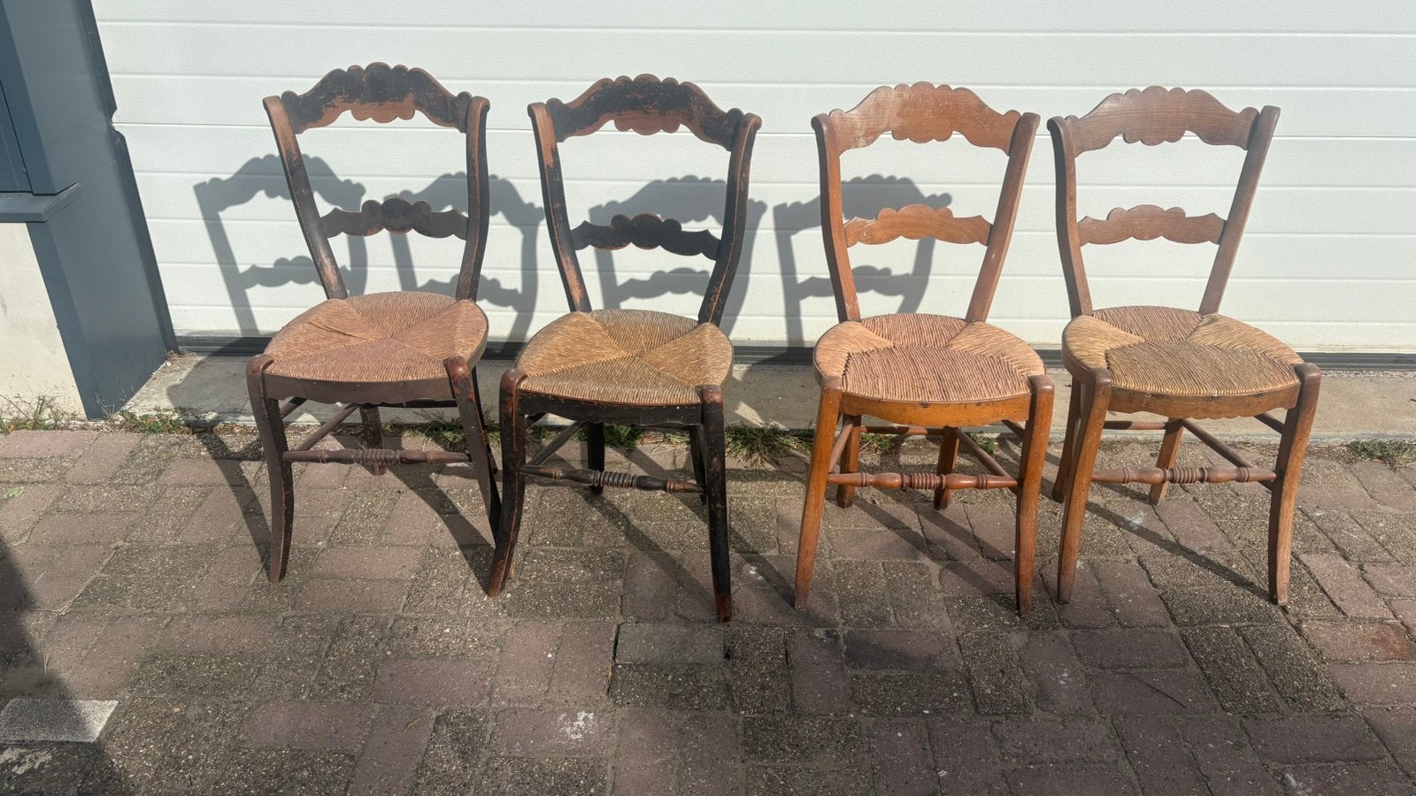 Antieke rieten stoelen, Huis en Inrichting, Stoelen, Ophalen, Gebruikt, Bruin, Vier