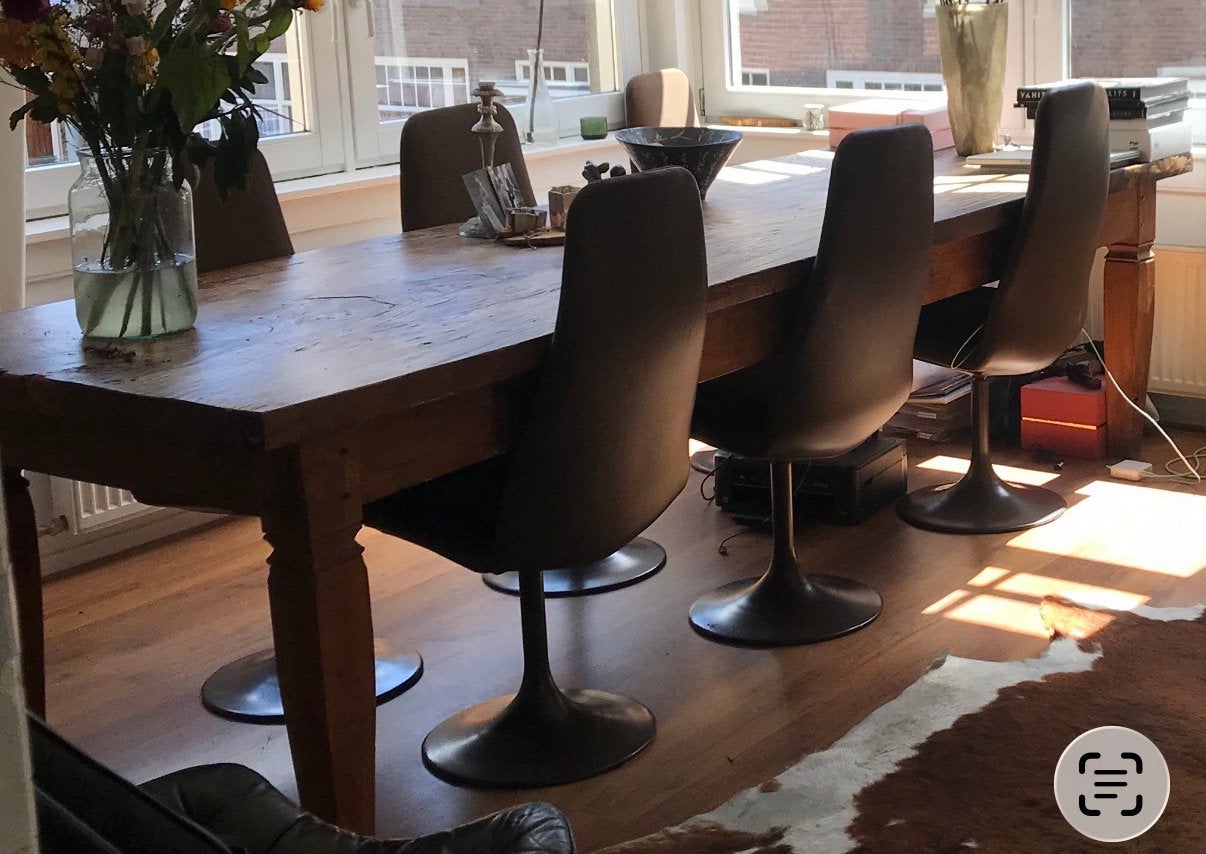 Massief hardhouten eettafel 295 cm – €550 – zelf afhijsen, Huis en Inrichting, Tafels | Eettafels, Ophalen, Gebruikt, 200 cm of meer