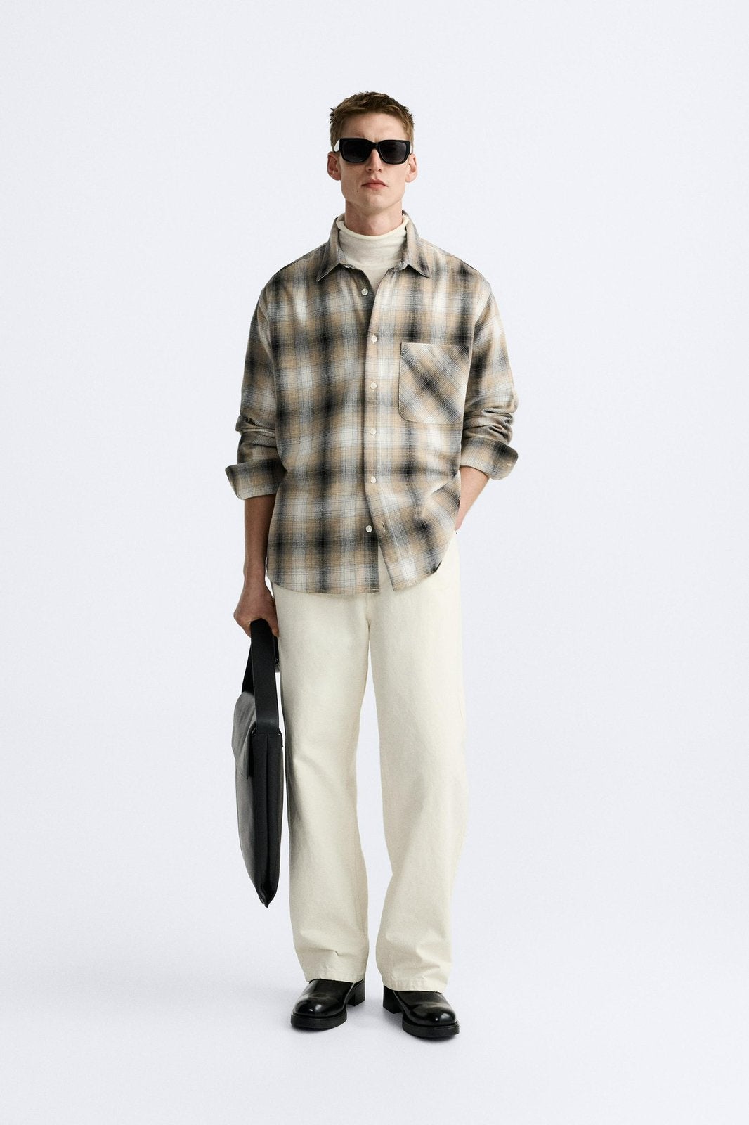 Zara contrast checked overshirt, Verzenden, Nieuw, Overige kleuren