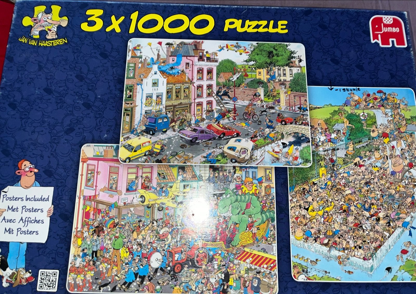 Jan van Haasteren3x1000 Friday 13th Carnival Fun Pool puzzel, Ophalen of Verzenden, 500 t/m 1500 stukjes, Zo goed als nieuw