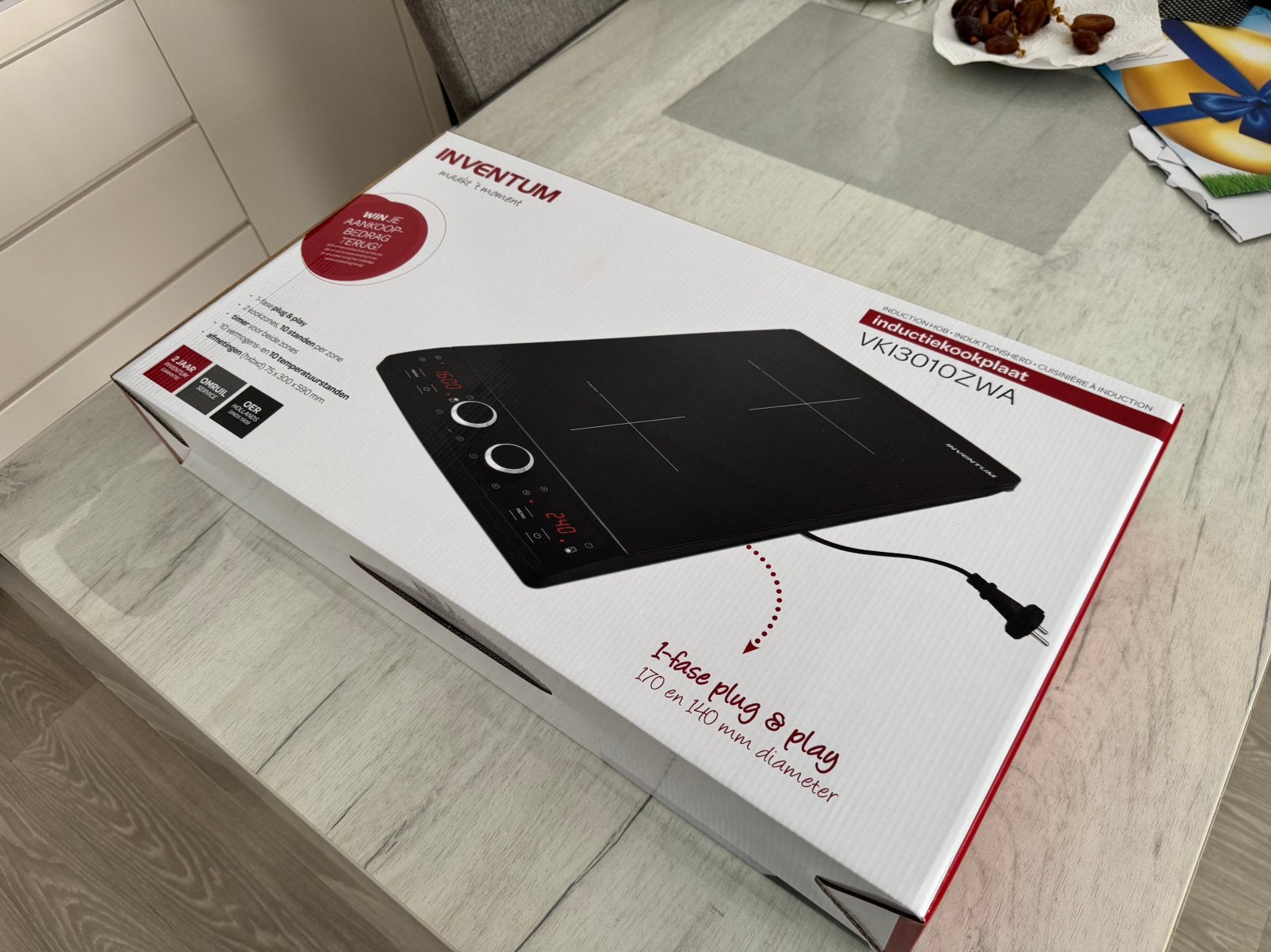 Inventum Inductieplaat | NIEUW | 2 Zones | 1 Fase Stekker, Witgoed en Apparatuur, Ophalen, Nieuw, 3 kookzones of minder, Inductie