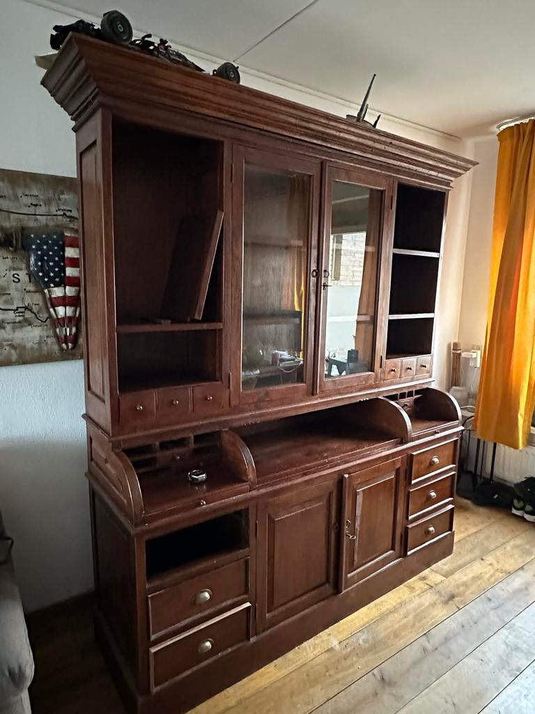 Antieke mahonie secretaire kast 1900 – opknapper, Ophalen, Gebruikt