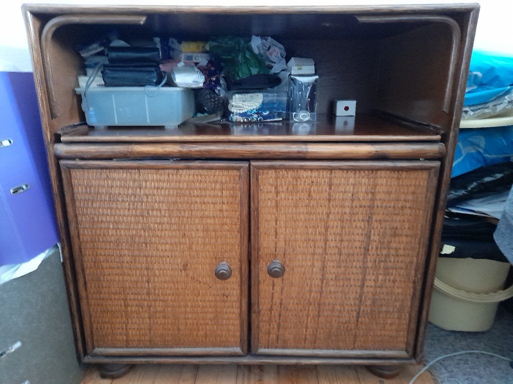 TV kast met uitschuif lade - Rotan-Bamboe, Ophalen, Overige materialen, 50 tot 100 cm, Zo goed als nieuw