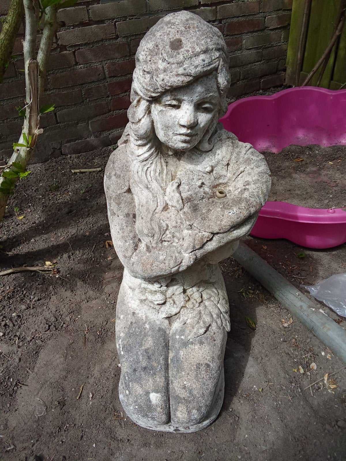 Grote stenen beeld van een vrouw, deel van een fontein, Ophalen, Gebruikt, Steen, Engelenbeeld