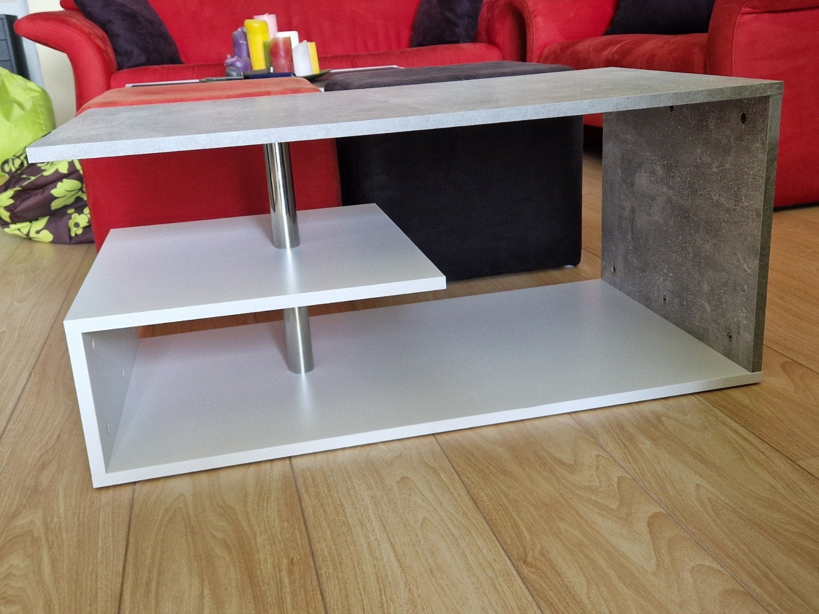salontafel te koop (wit/grijs), Ophalen, Gebruikt, 50 tot 100 cm, 50 tot 100 cm
