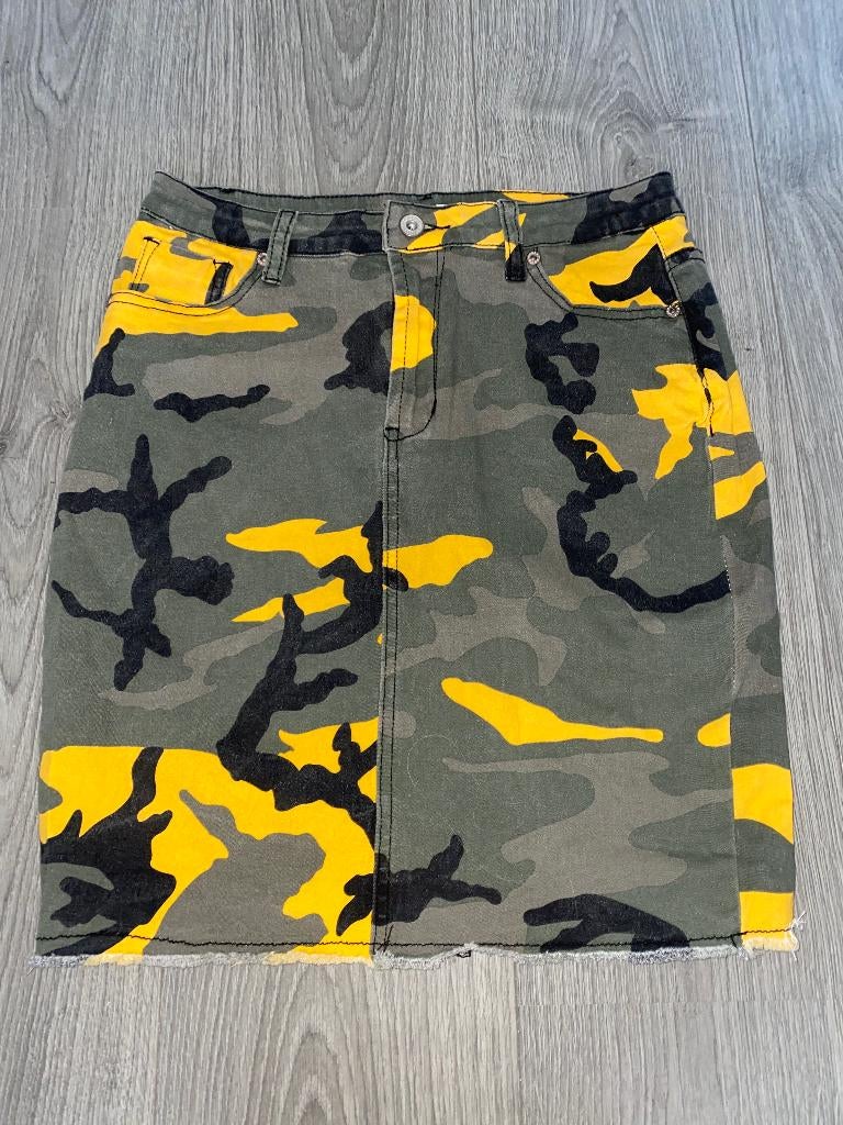 Cherry Koko dames gele camouflage print skirt rok mt L nieuw, Geel, Maat 42/44 (L), Nieuw, Ophalen of Verzenden