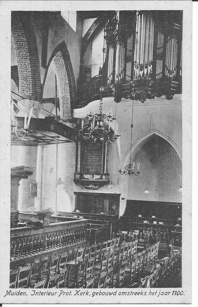 Oude Ansichtkaart Muiden, Interieur Prot. Kerk, Ophalen of Verzenden, 1940 tot 1960, Ongelopen, Noord-Holland