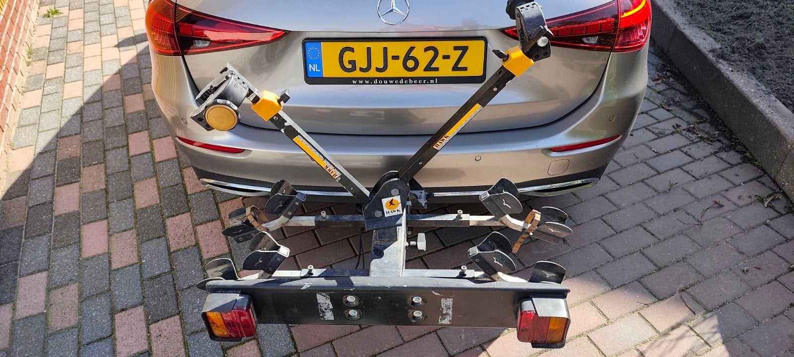 Hawk/Spindel Fietsendrager voor Trekhaak, Ophalen, Gebruikt, 2 fietsen, Trekhaakdrager