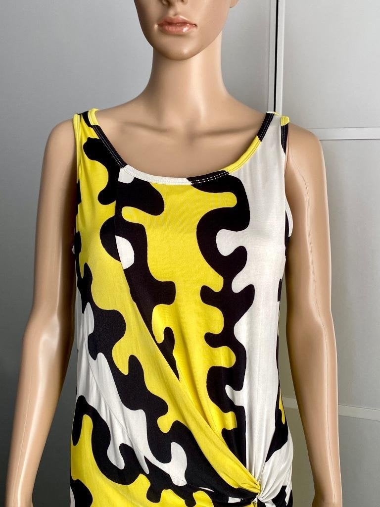 J407 PRC maat 38=M zomer jurkje jurk geel/zwart/wit, Kleding | Dames, Maat 38/40 (M), Geel, Ophalen of Verzenden, Zo goed als nieuw