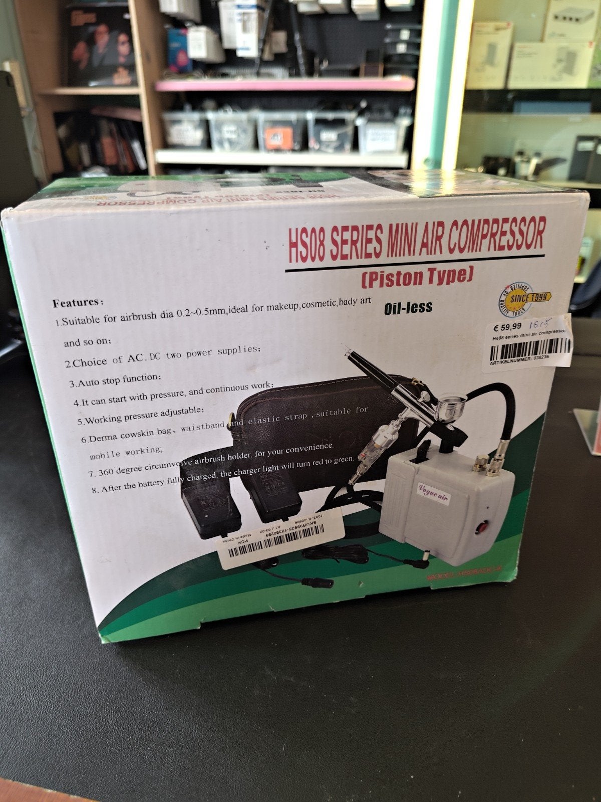 HS08 Serie Mini Luchtcompressor voor Airbrush (Olievrij), Nieuw, Ophalen of Verzenden, Minder dan 200 liter/min, Minder dan 6 bar