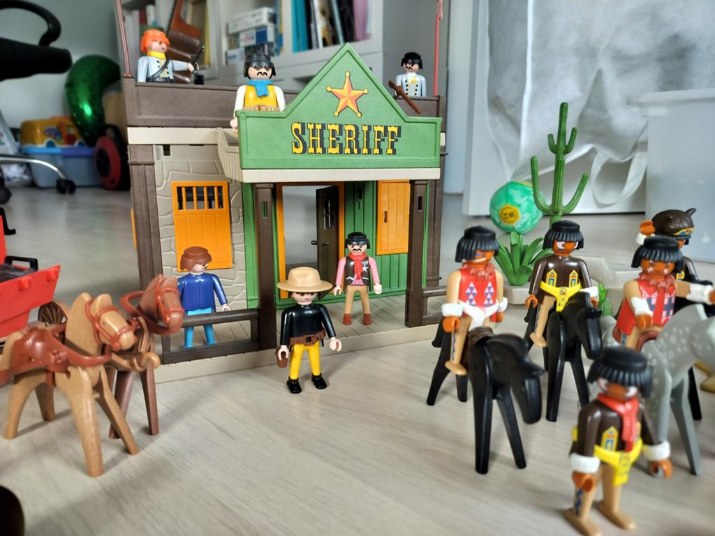 Playmobil Western Set: Sheriff's Kantoor, Koets & Figuren, Ophalen of Verzenden, Gebruikt, Complete set