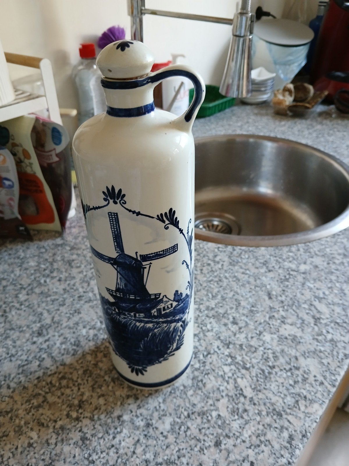 Prachtige Delfstblauwe kruik met stop, Ophalen of Verzenden