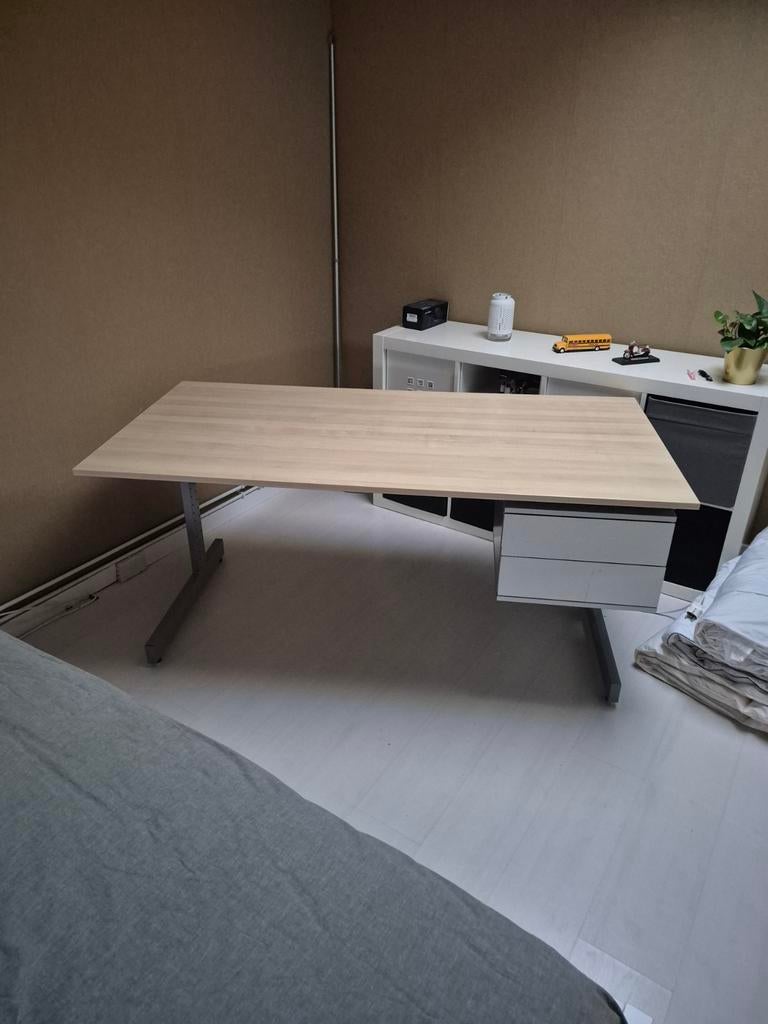 Ikea bureau met ladeblok, licht beuken, 160x80 cm, Ophalen, Met lades, Zo goed als nieuw, IKEA