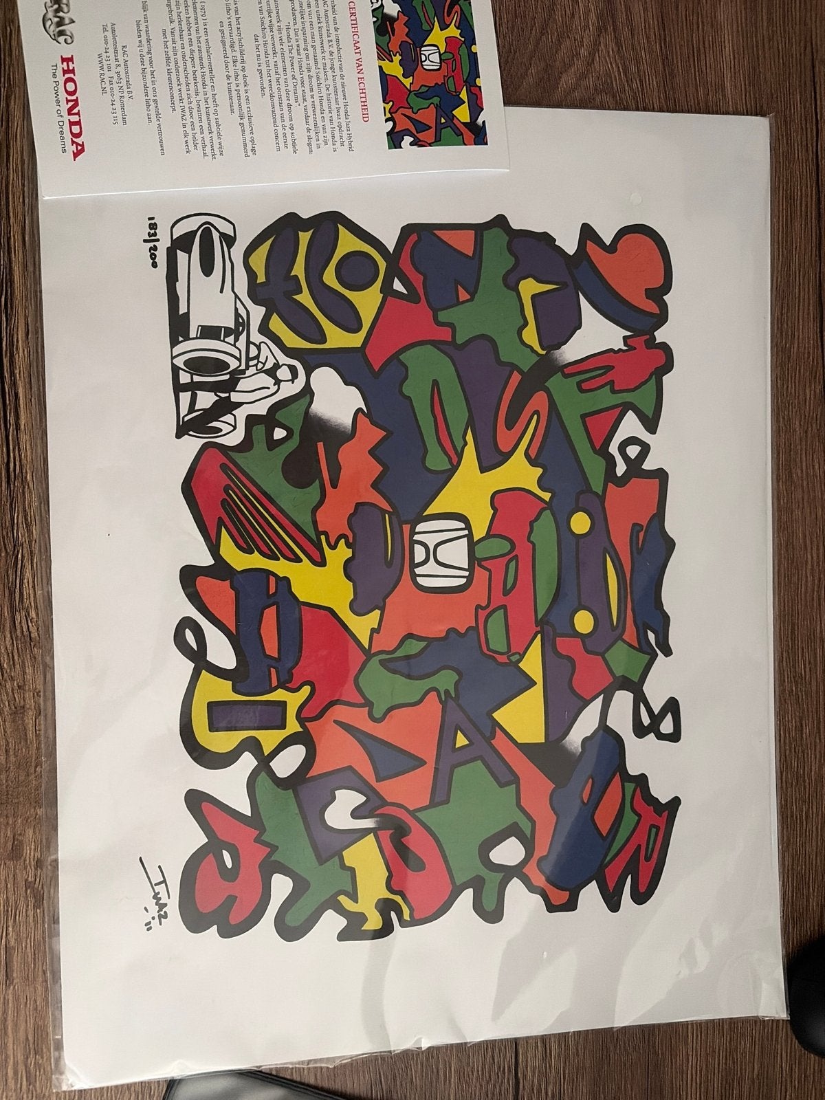 Genummerde gelimiteerde litho IWAZ Honda Jazz Hybrid, Antiek en Kunst, Gelimiteerde oplage, Ophalen of Verzenden, Overige onderwerpen