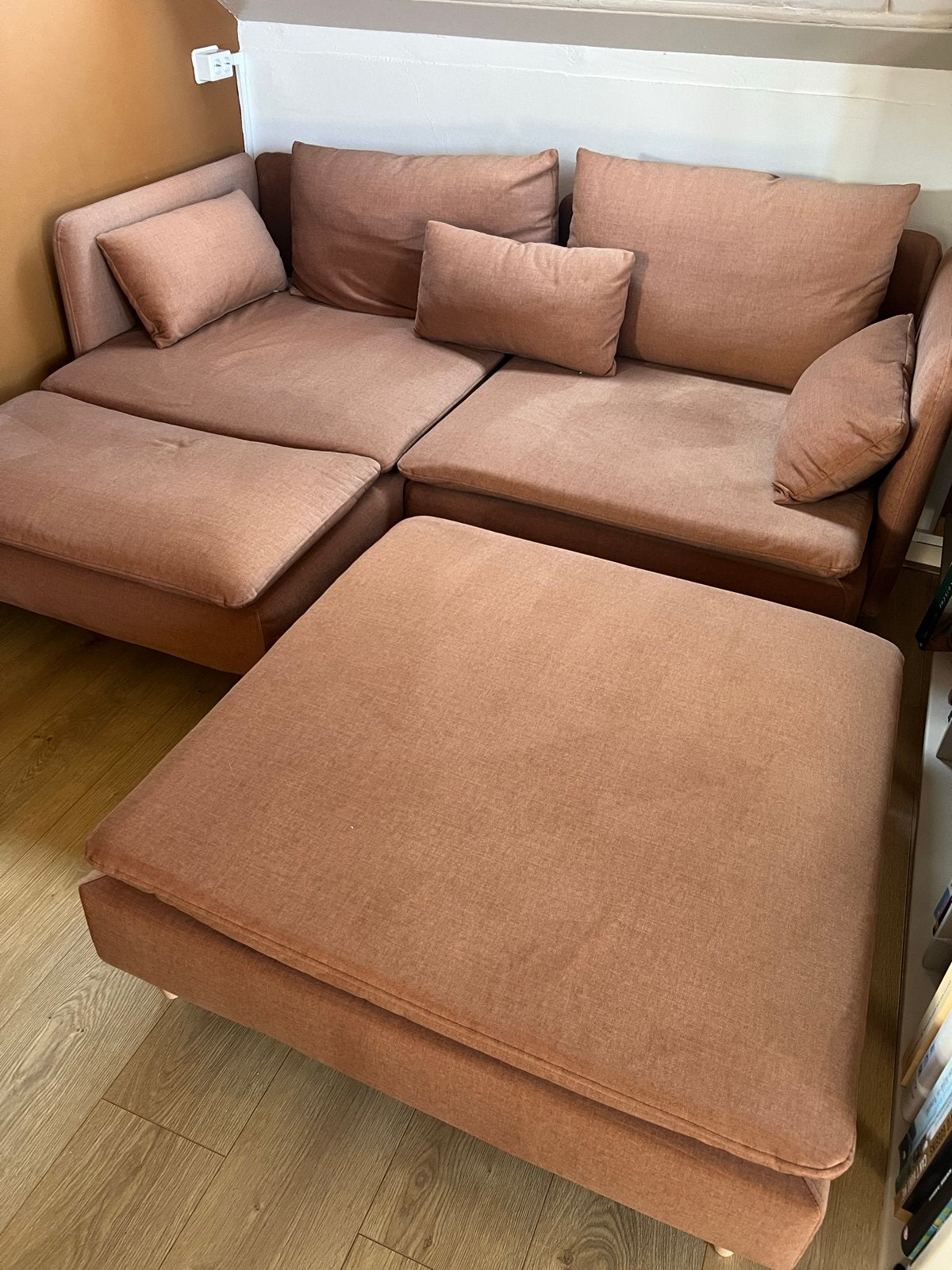 IKEA Soderhamn Hoekbank met Chaise Longue en Poef, Ophalen, 250 tot 300 cm, Gebruikt, 100 tot 125 cm