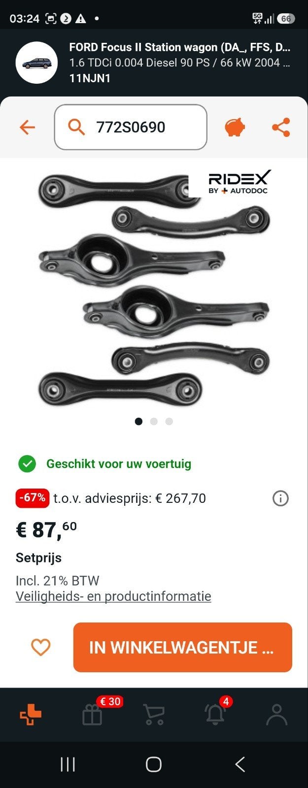 Draagarmset achteras Ford Focus MK2 - Nieuw (Ramex), Ophalen of Verzenden, Nieuw, Ford