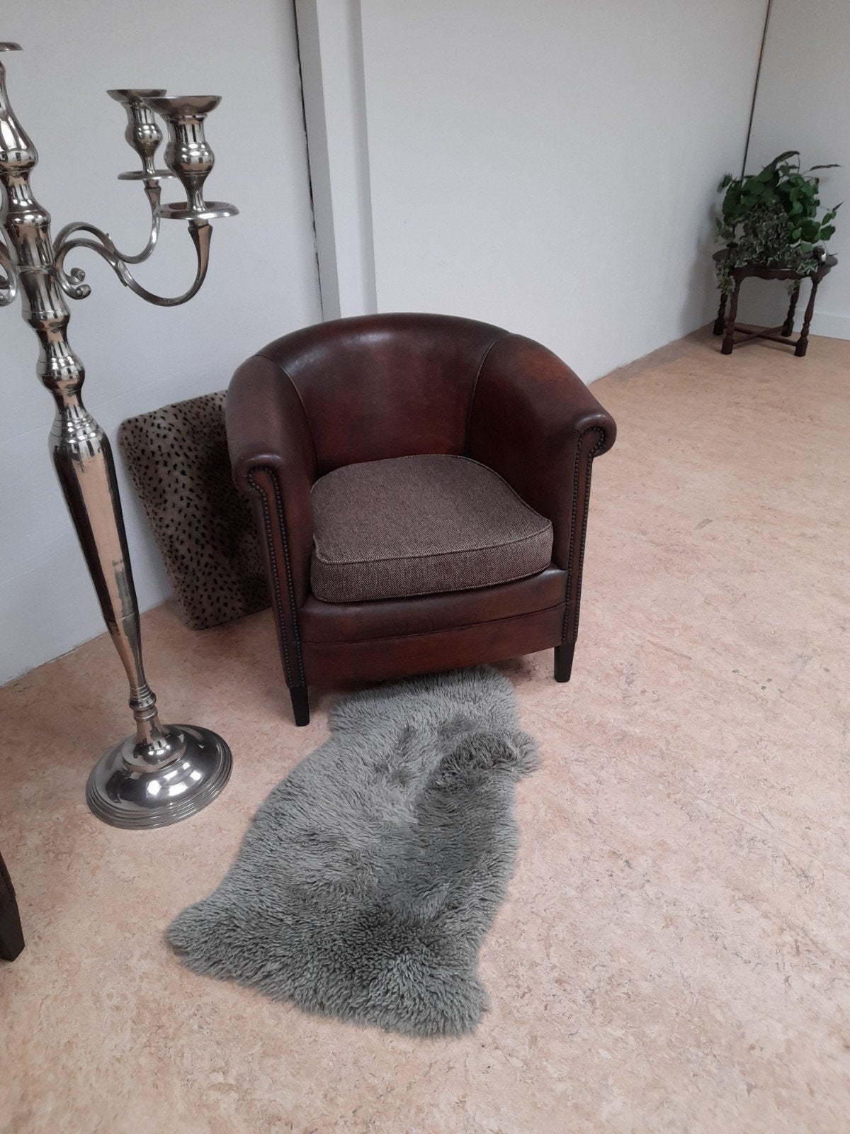 schapenlederen clubfauteuil, Ophalen of Verzenden, Nieuw, 75 tot 100 cm