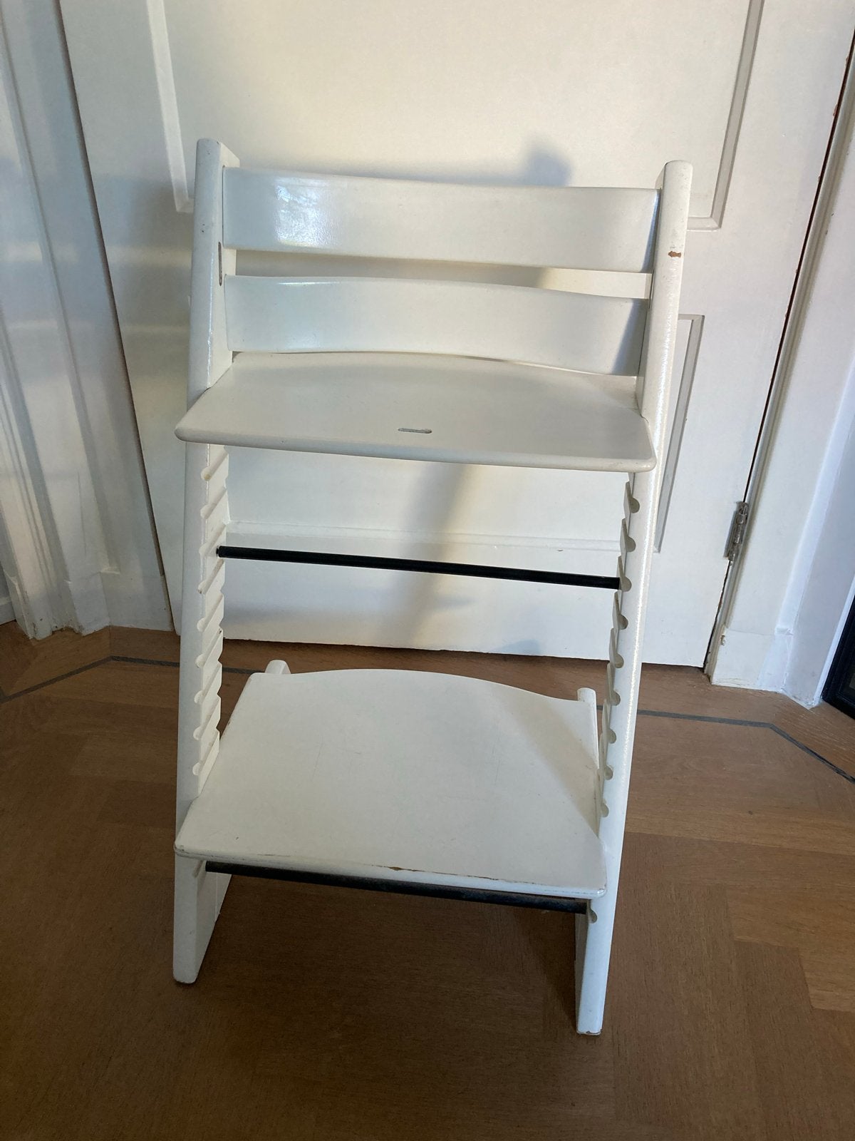 Witte Stokke Tripp Trapp stoel, Ophalen of Verzenden, Gebruikt, Meegroeistoel, Aanschuifbaar