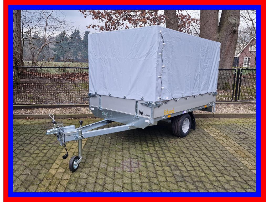 Eduard plateauwagen huif enkelas 750kg | 230x145x130 Nieuw, Nieuw