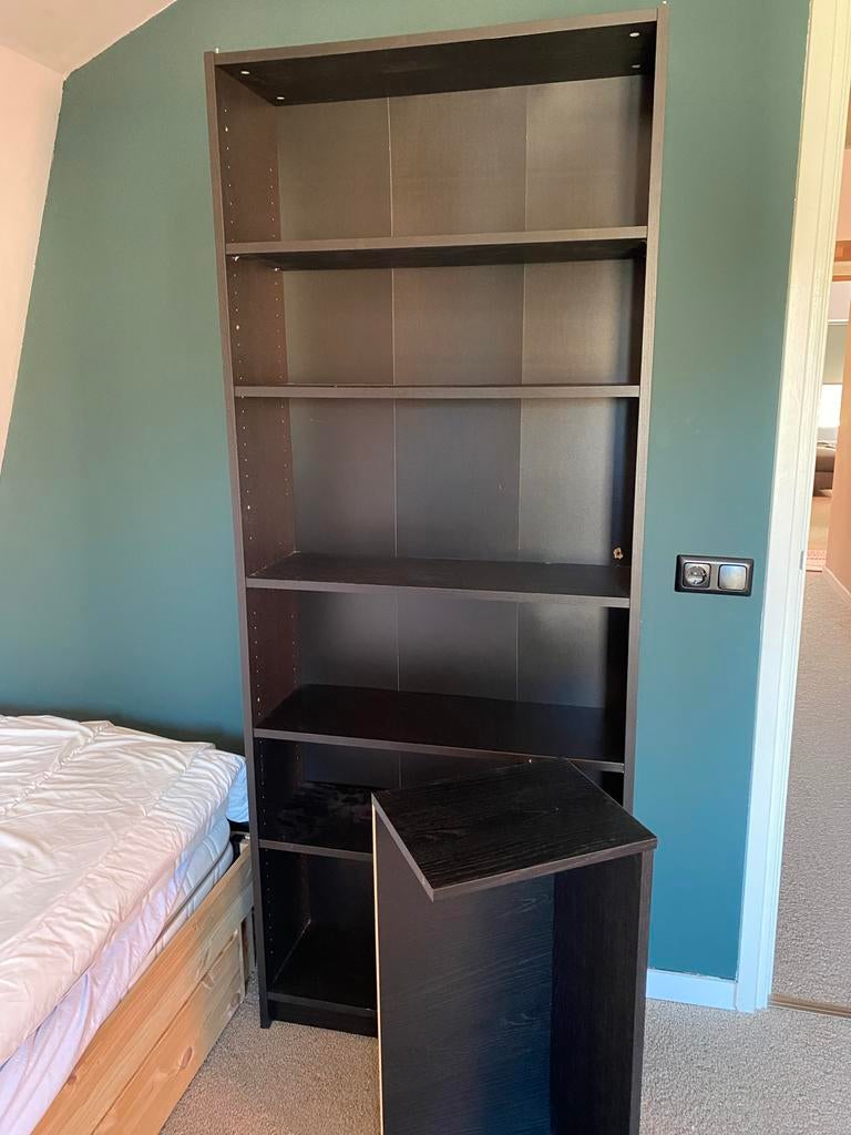 IKEA Billy Boekenkast met Bovenstuk - Zwartbruin, Ophalen, Met plank(en), Gebruikt, 200 cm of meer