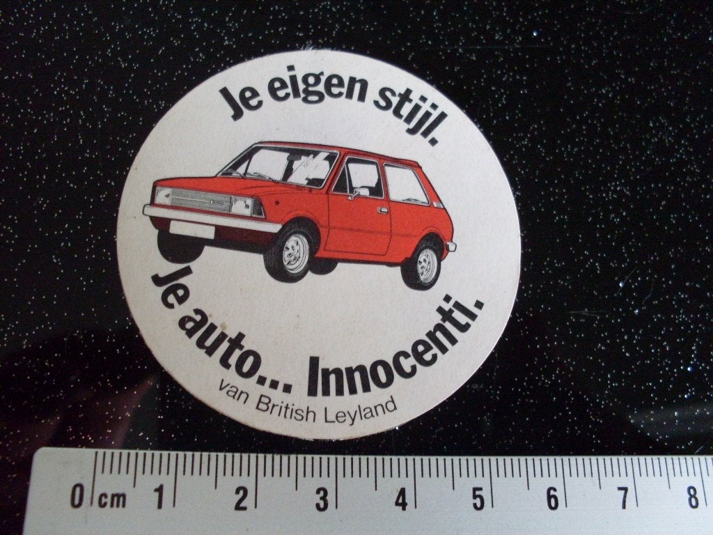 sticker je eigen stijl je auto... Innocenti british leyland, Verzenden, Zo goed als nieuw, Auto of Motor