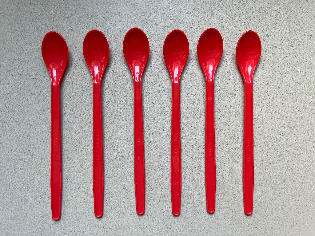 Ola ijslepels Swirl Share Happy 18 cm kunststof 6 stuks rood, Ophalen, Zo goed als nieuw, Kunststof