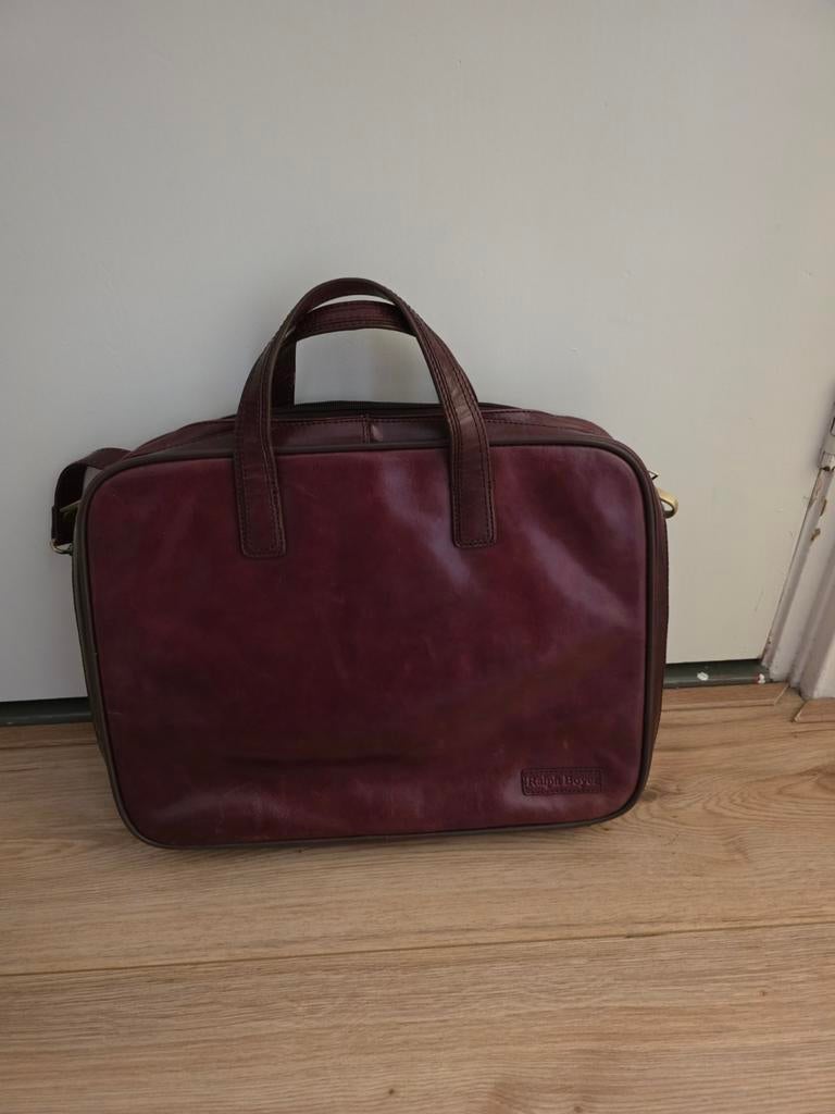 Ralph Boyer Leren Laptoptas / Aktetas - Bordeauxrood, Sieraden, Tassen en Uiterlijk, Tassen | Damestassen, Ophalen, Zo goed als nieuw