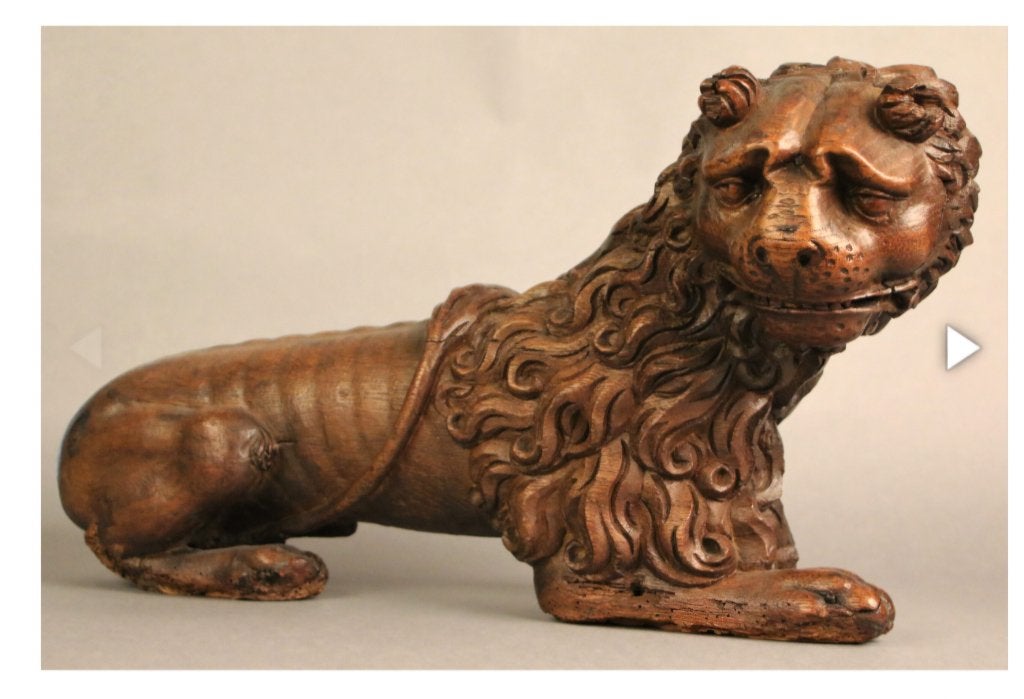 !!GEZOCHT!Antiek beeld hond/leeuw/lam.. houten, terracotta.., Ophalen, Zo goed als nieuw