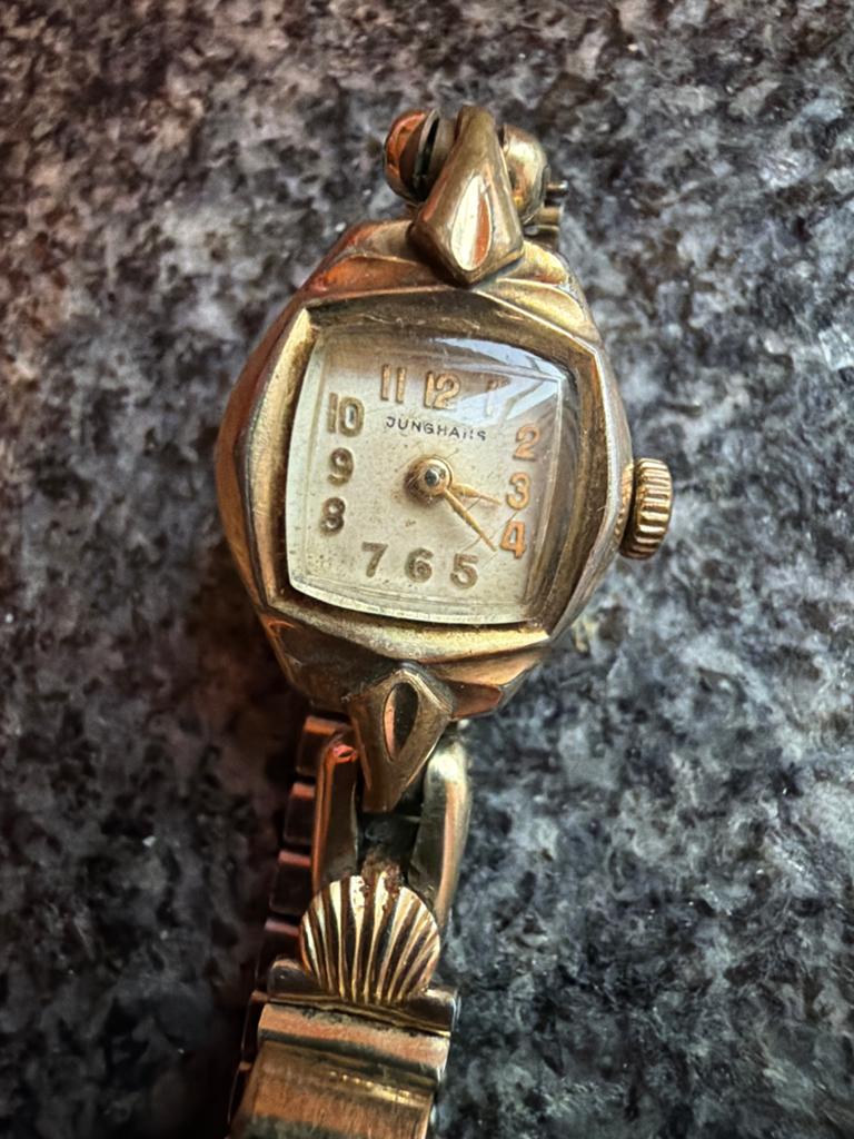 Vintage Junghans dames polshorloge, verguld, jaren '50, Overige merken, Overige materialen, Met bandje, Polshorloge