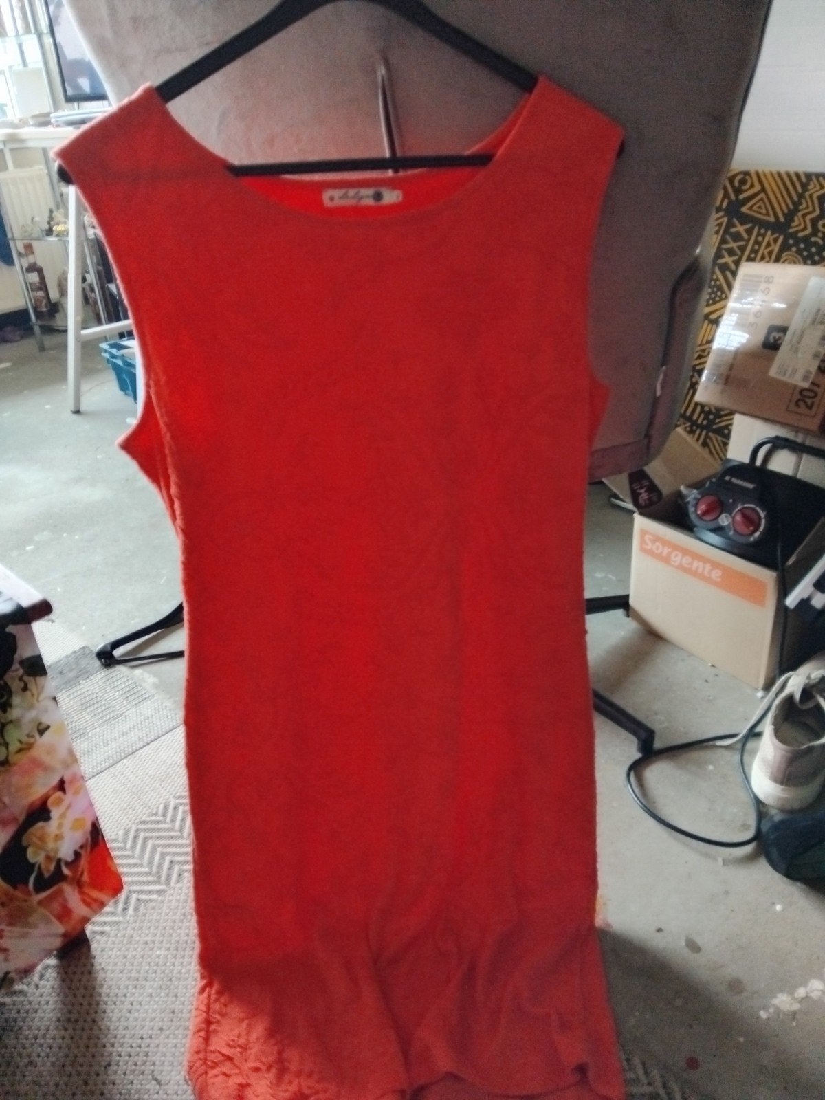 La ligna oranje/rood jurkje maat xl, Kleding | Dames, Ophalen of Verzenden, Nieuw, Maat 46/48 (XL) of groter, Rood