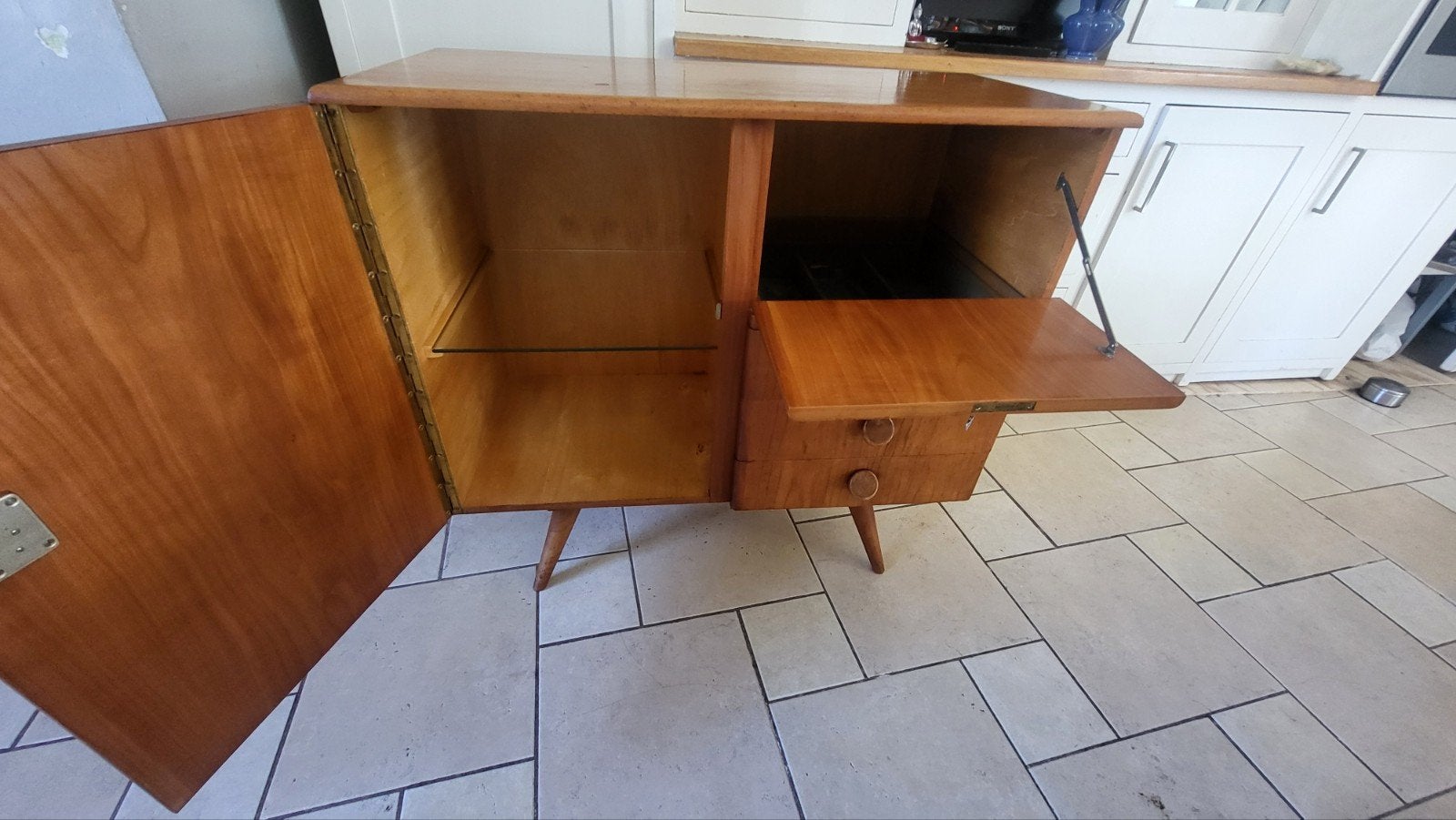 Leuke Vintage audio kastje nette staat verkerend 1950 1960 m, Ophalen, Vintage teak sixties