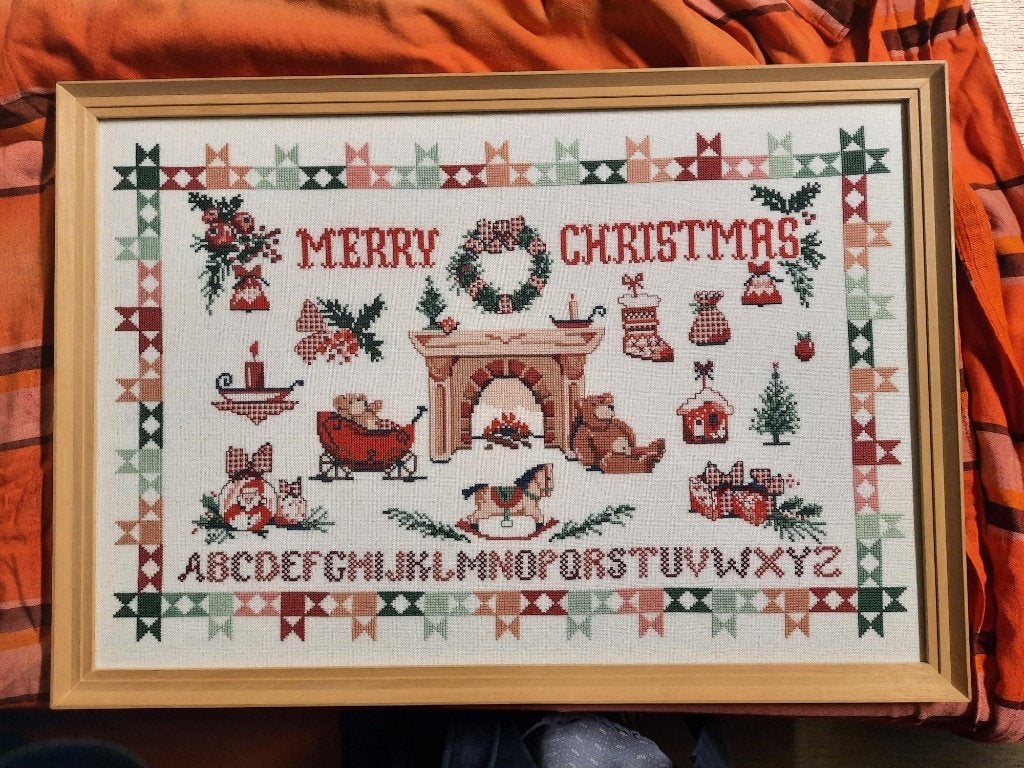 Kerstmerklap, ingelijst. 65x 55 cm, Ophalen of Verzenden, Zo goed als nieuw