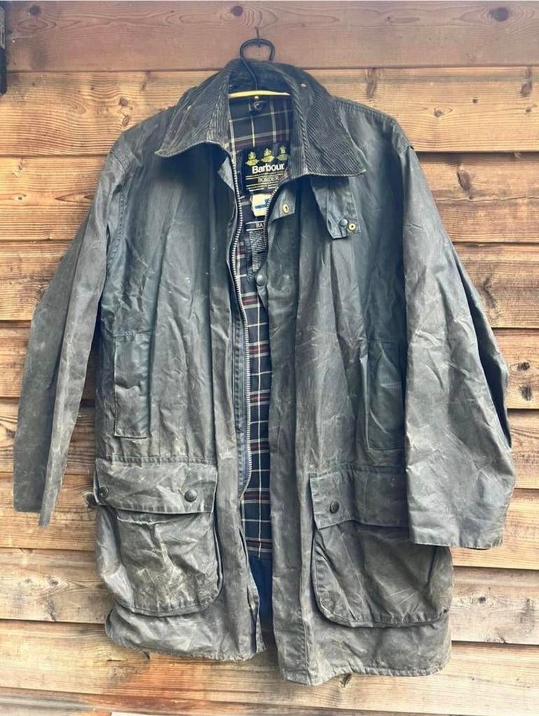Vintage Barbour Border waxjas - Unisex - Maat 50 (NL), Ophalen of Verzenden, Gedragen, Maat 52/54 (L), Overige kleuren