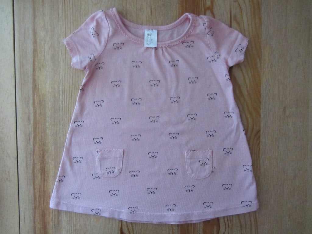 Roze zomerjurkje met muisjes H&M maat 74, Ophalen of Verzenden, Zo goed als nieuw, Meisje, Jurkje of Rokje