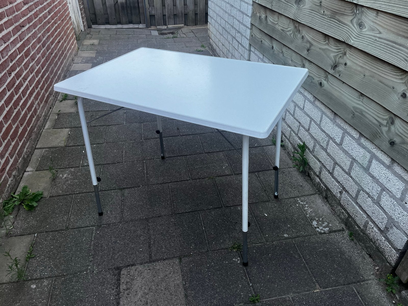 Witte opvouwbare tafel 100x70, hoogte max 80cm, Ophalen of Verzenden, Gebruikt