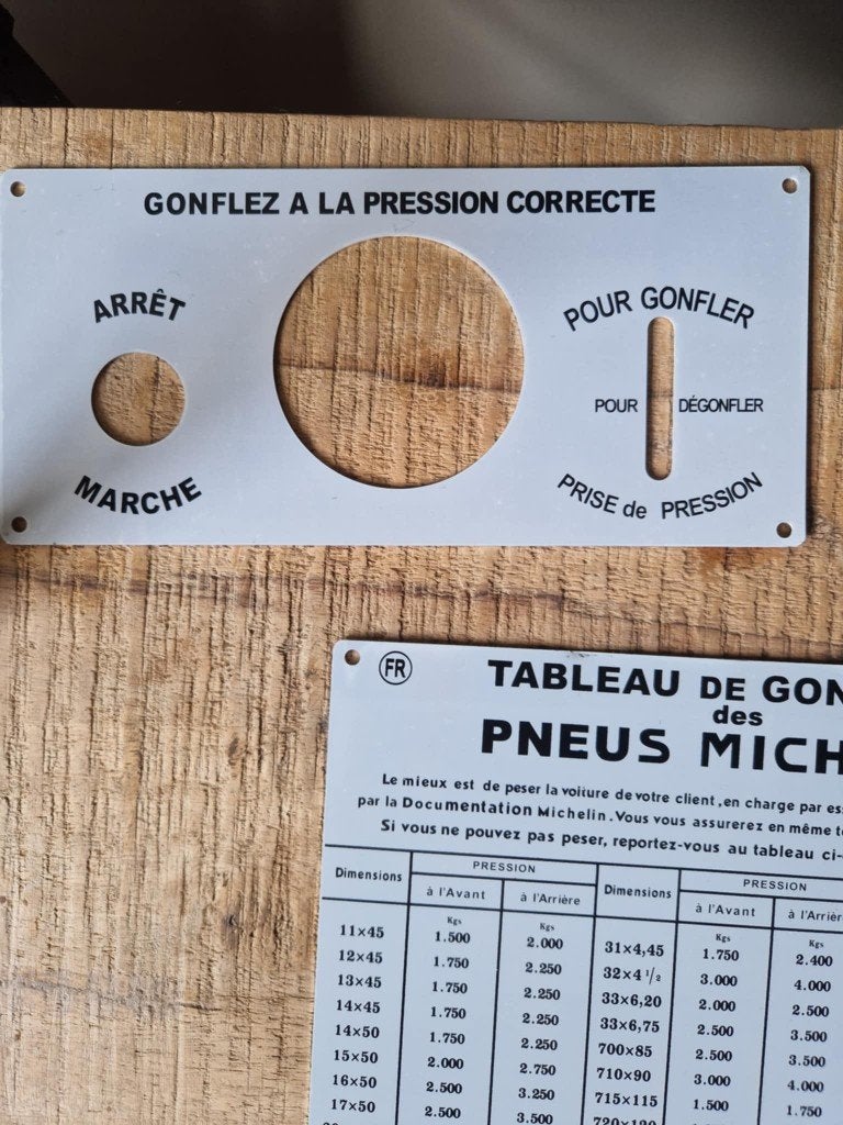 Michelin compressor: set 3 metalen platen - reproductie, Ophalen of Verzenden, Nieuw, Auto's