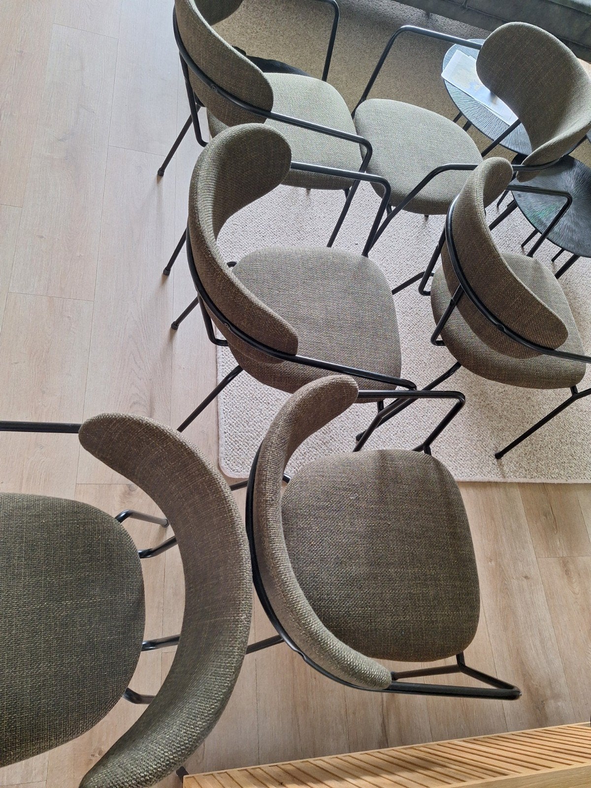 6 eetkamerstoelen groen olijfgroen, Overige kleuren, Kwantum, Ophalen of Verzenden, Zo goed als nieuw