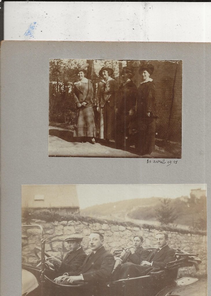 Vijf opnames,In auto,op de Tennisbaan en met honden 1915, Ophalen of Verzenden, Voor 1920, Ongelopen, Overige thema's