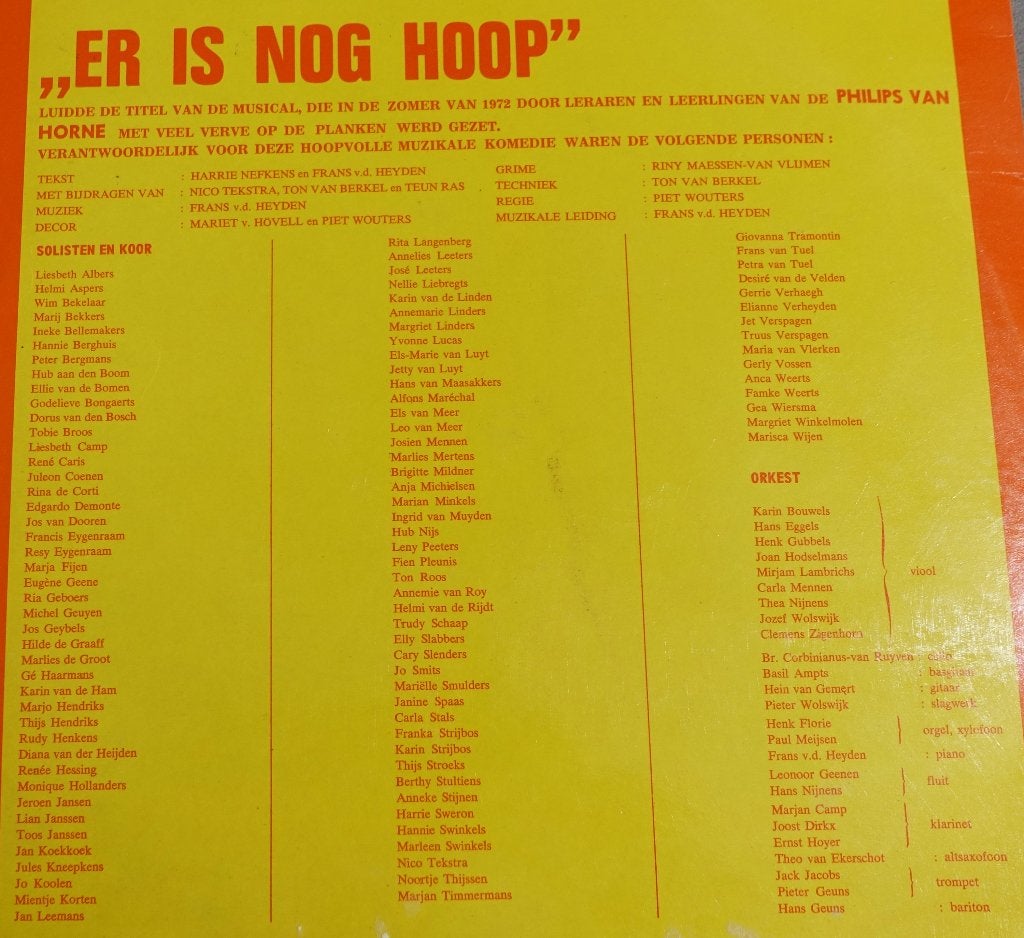 Er is nog hoop  Musical Philips van Horne Scholengemeenschap, LP, Fotohoes, Ophalen of Verzenden, Zo goed als nieuw