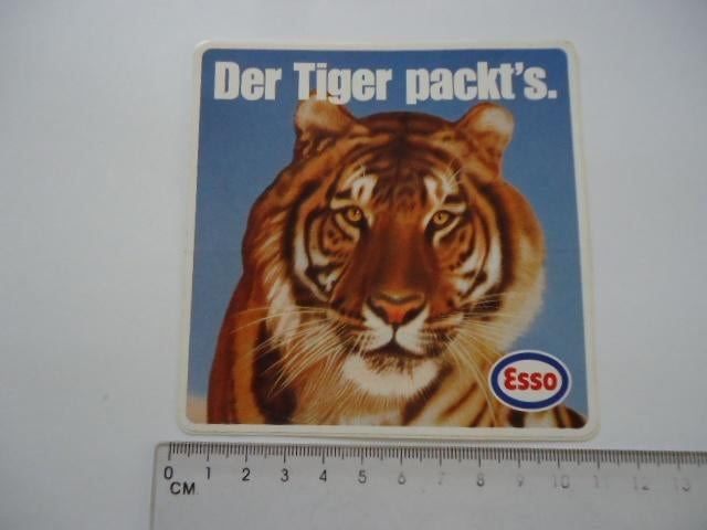sticker oud ESSO oil tijger tiger tankstation pomp auto, Verzenden, Zo goed als nieuw, Bedrijf of Vereniging
