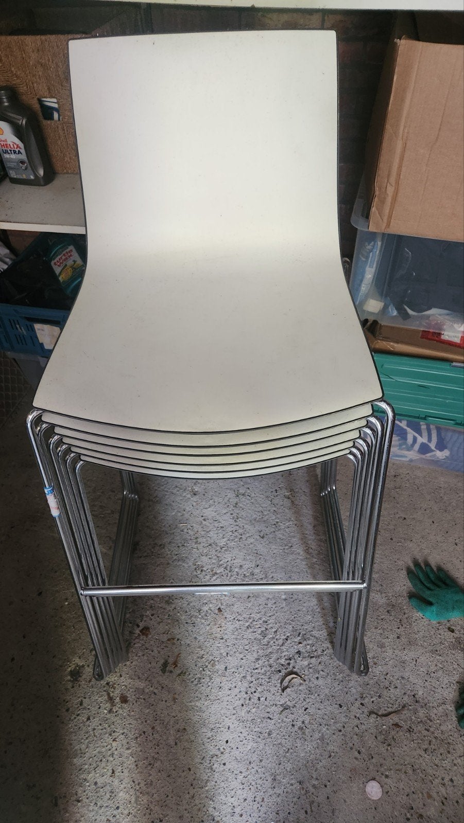 Set van 6 bar krukken - Wit met metalen onderstel, Met voetsteun, 60 tot 90 cm, Ophalen of Verzenden, Metaal