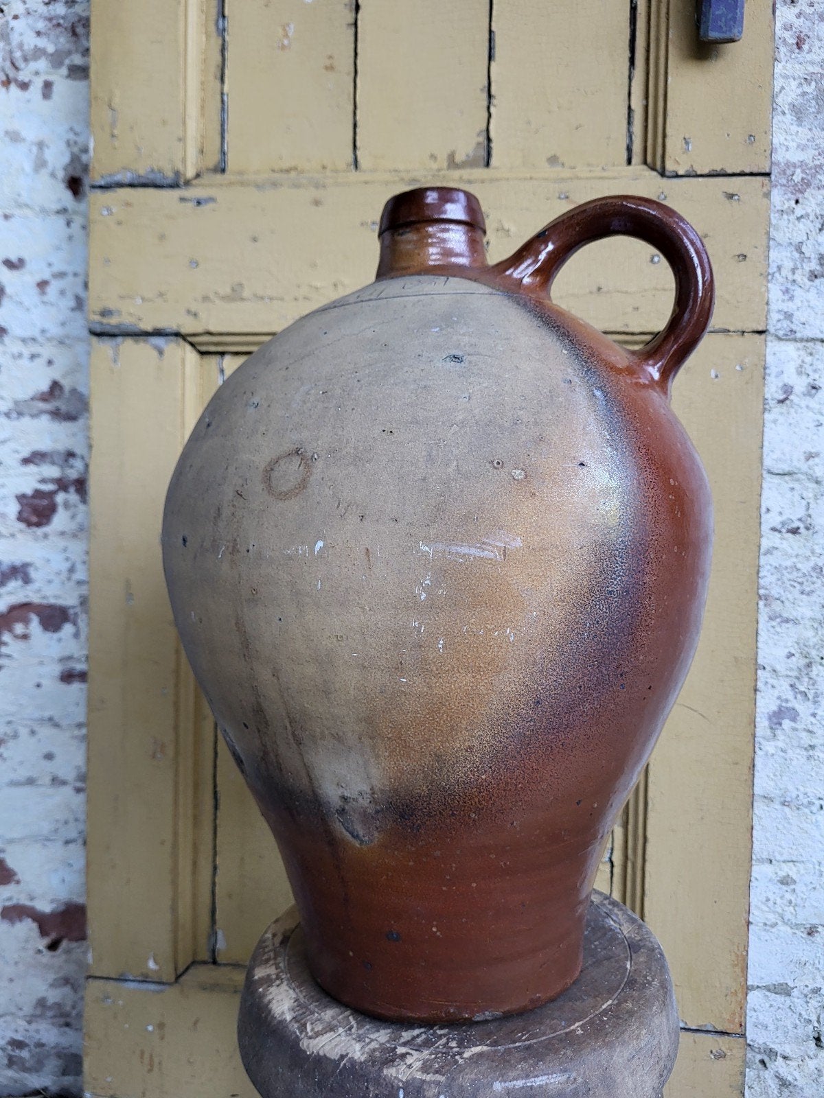 oude franse brocante olijfkruik  / oliekruik/ allegonda, Ophalen of Verzenden