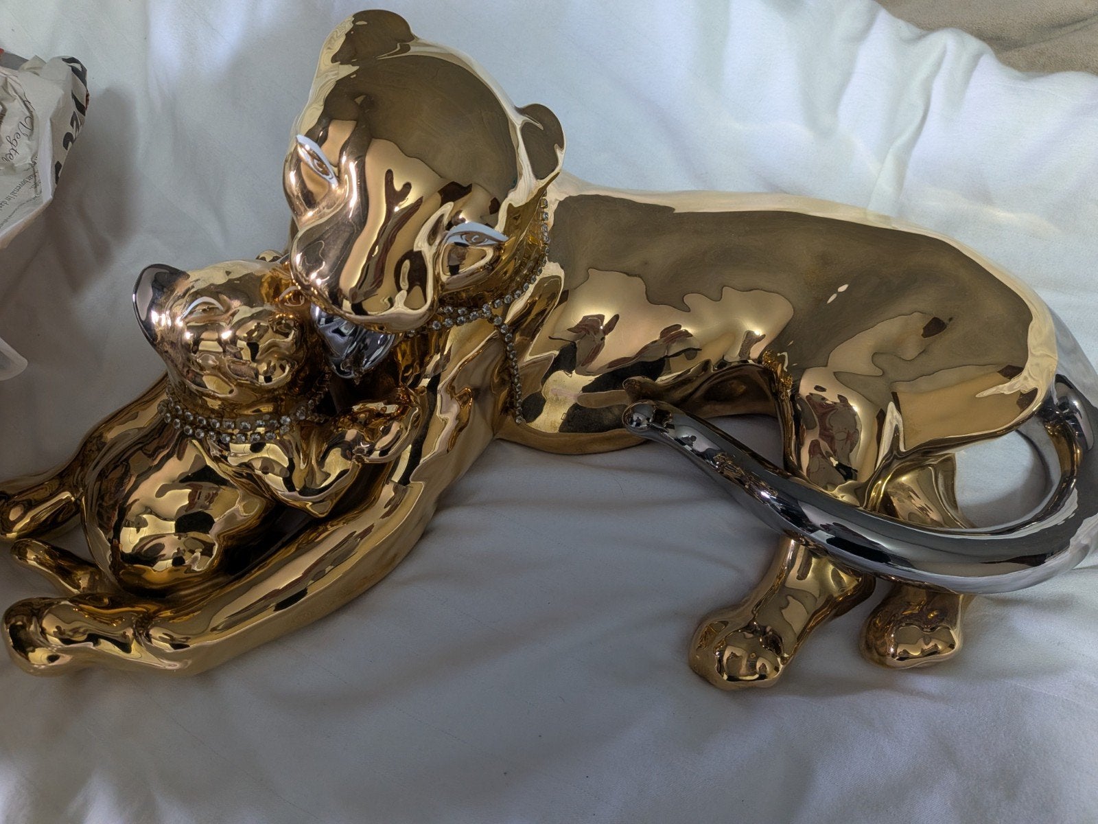 Gouden Panter Beeldje met Welpjes - Luxe Decoratie, Ophalen, Zo goed als nieuw