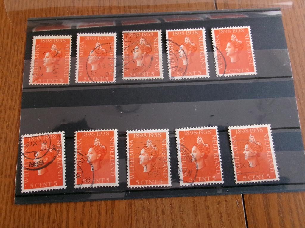1938 - 10 x koningin wilhelmina 5 ct (618b), Postzegels en Munten, Postzegels | Nederland, Verzenden, Gestempeld