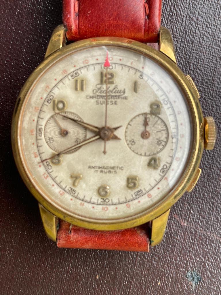 Vintage 2xChronograaf Suisse – Gold Plated – 39,6 mm, Ophalen, Staal, Overige merken, 1960 of later