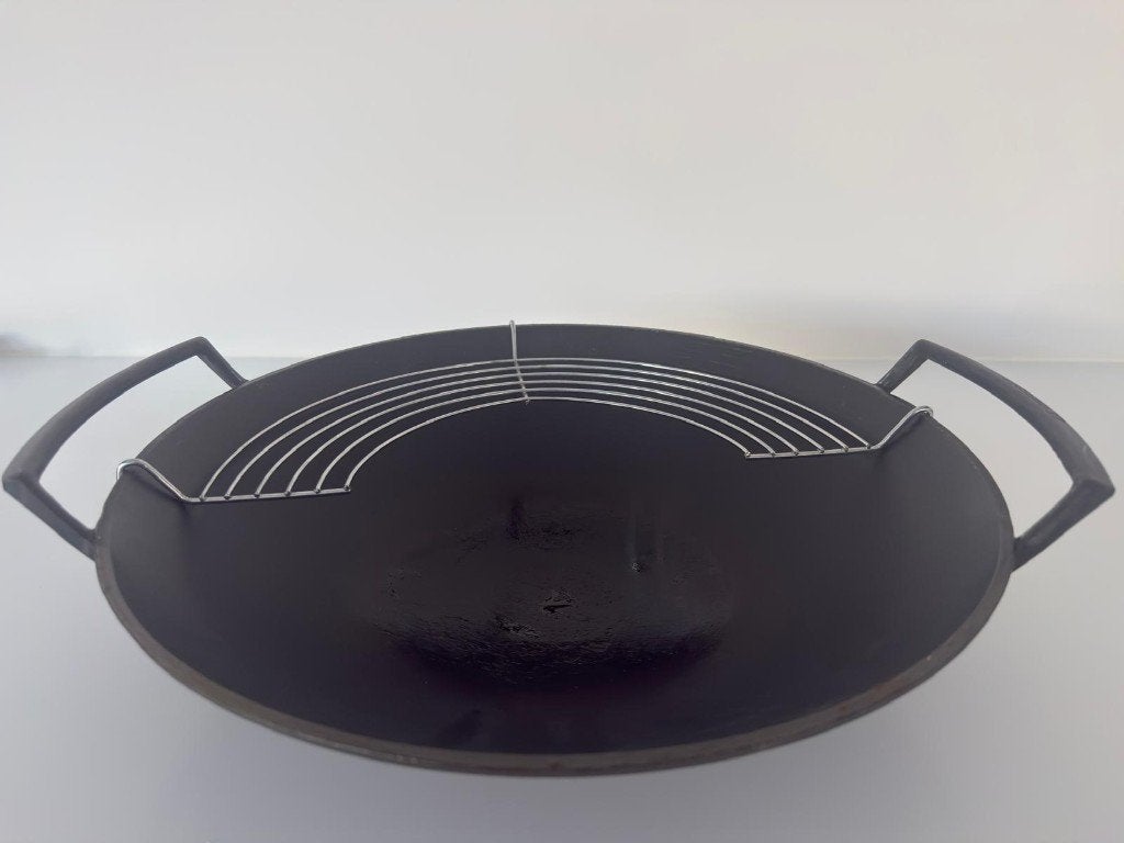 Gietijzeren wok Le Cruset incl deksel en rooster, Ophalen, Met handvatten, Gietijzer, Le Creuset
