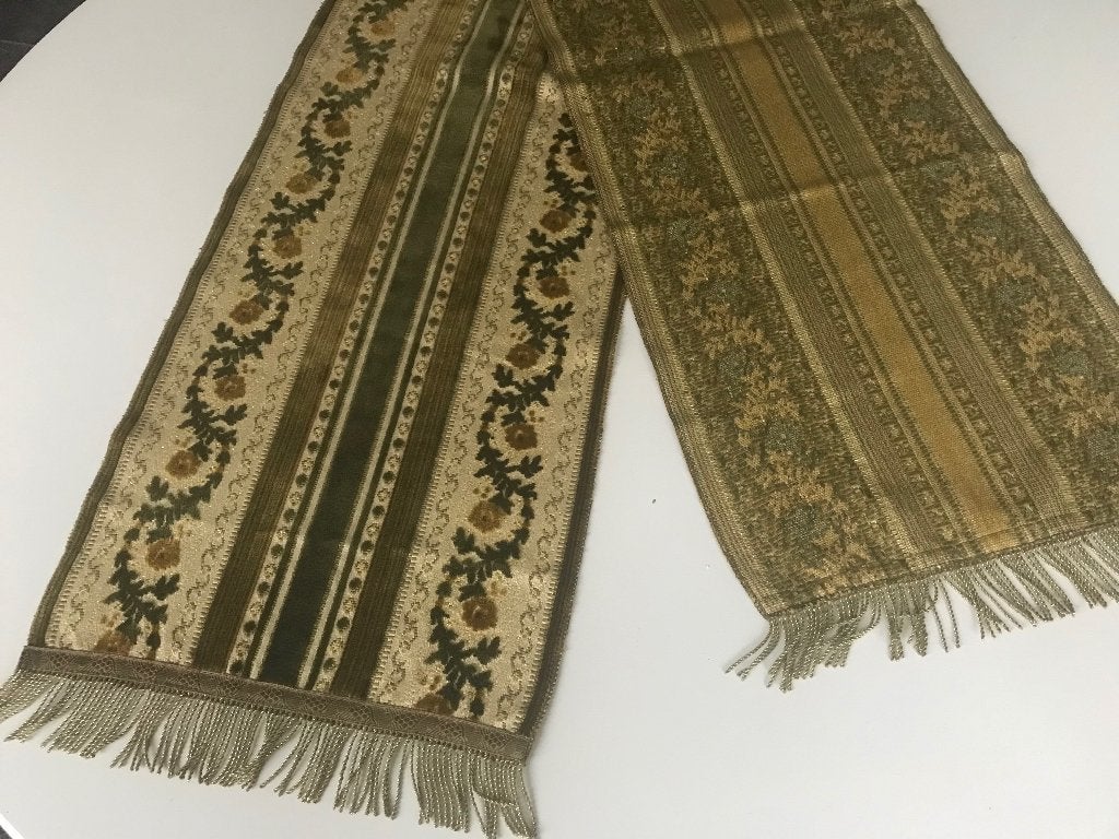 Retro tafelloper kastloper loper met franjes 34 cm x 216 cm, Ophalen of Verzenden